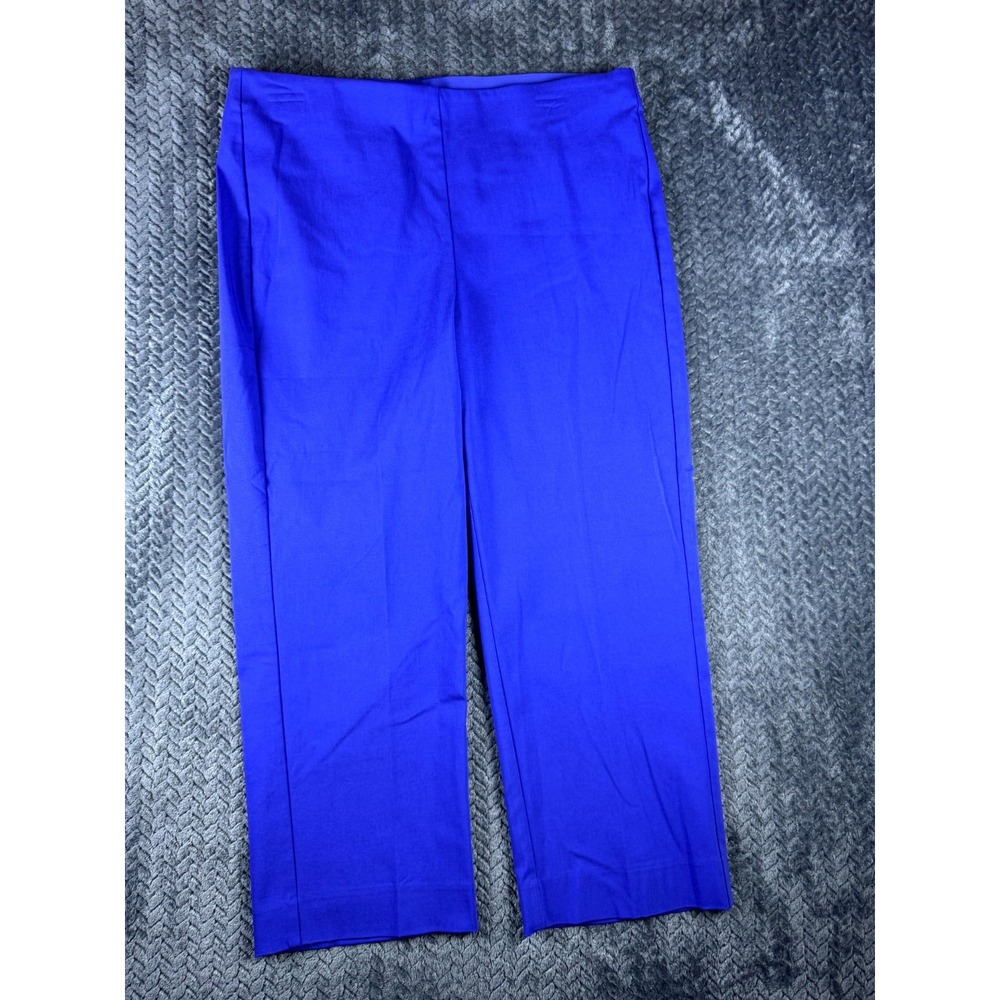 Chicos Ankle Pants Womens 10 Blue Rayon Stretch High Rise Straight Leg Pull On